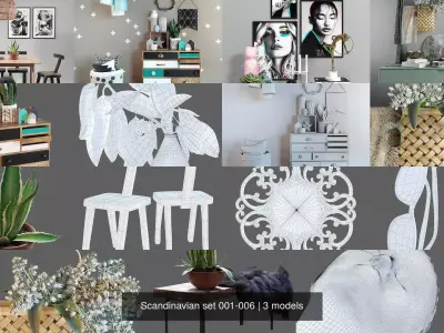 Scandinavian set 001-006 3D Model Collection