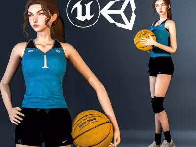 Sport Girl  - Game Ready Low-poly 3D model