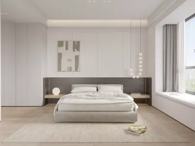 Modern living room dining room bedroom interior scenes 527 3D model