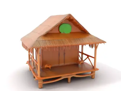 Tropical Bamboo Bungalow model pack Low-poly 3D model