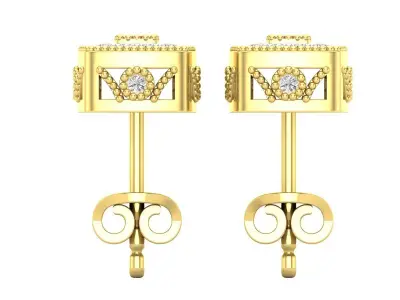 AV 680 Diamond Ladies Halo Stud Earrings 3D print model