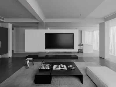 Modern living room dining room interior scenes  3D model