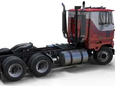 American daycab cabover semitruck Low-poly 3D model
