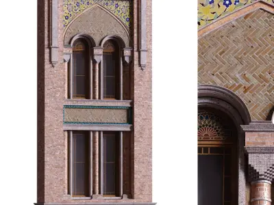 islamic exterior facade element set 817 Low-poly 3D model