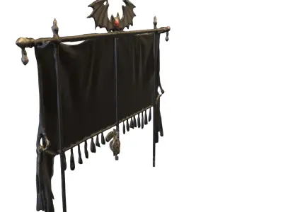 Dark Bat Banner  Gothic Fantasy  Low-poly 3D model