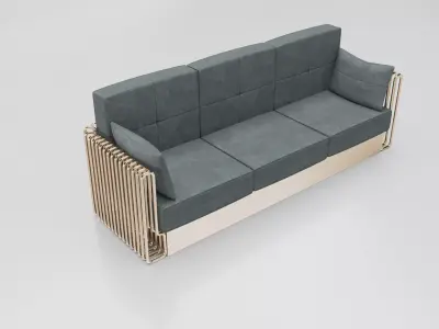 Brass And Grey Modern 3D Sofa 3D model