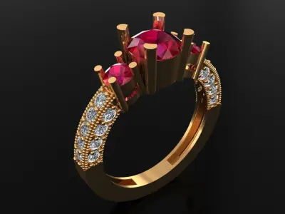 Women Ring 16 stlylish engagement diamond ring for women 3D print model