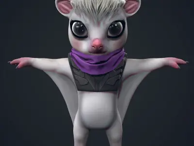 Sugar glider characters rigged Low-poly 3D model
