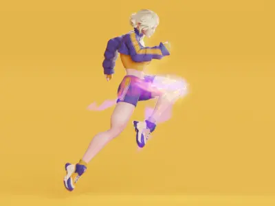 Stylized Female Fighting Character - Liv Low-poly 3D model