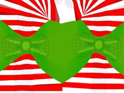 Candy Cane 01 with Bow 3D Model Christmas Decor Low Poly  Low-poly 3D model