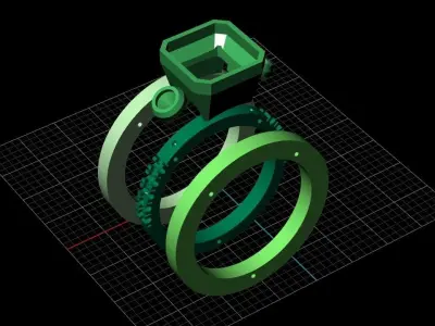 Engagement Ring  cushion 1194 3D print model