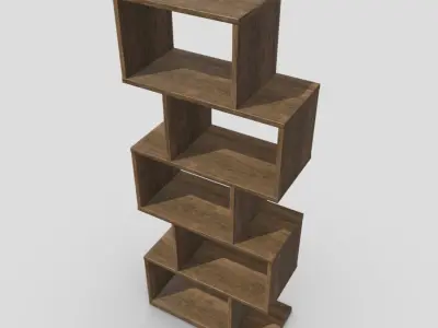 Shelf 8 wooden bookcase with four shelves Low-poly 3D model