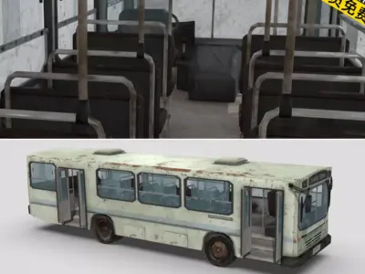 Abandoned buses and coaches 3D model