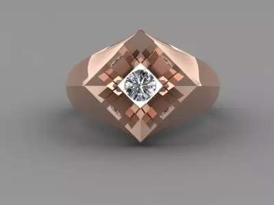 Rose Gold Men Diamond Ring 3D print model 3D print model order