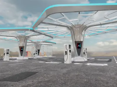 Electric Vehicle Charging Station 4 3D model