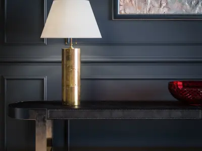 Console Collection table with abstract painting on wall