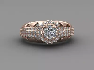 Rose Gold Women Diamond Ring 3D print model 3D print model 20