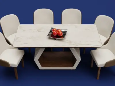Modern Wood Table 6 seats 2 3D model