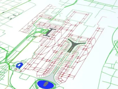 Beijing Capital PEK Airport Roads Buildings and Public Transport 3D model
