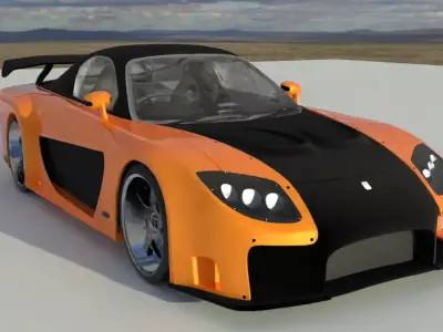 Rigged rx7 Low-poly 3D model