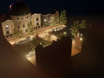 Amsterdam street corner Low-poly 3D model