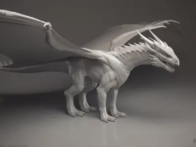 Western Dragon - Highpoly Sculpture 3D model