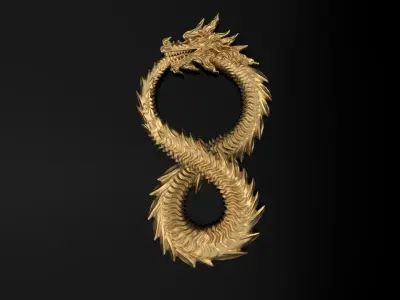 Dragon  sculpture 3DM STL OBJ model for 3D printing and CNC 3D print model