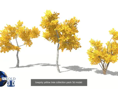 Colorful Tree Collection Pack Lowpoly 3D Model