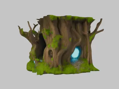 Stylized Tree Stump Fantasy Portal Low-poly 3D model