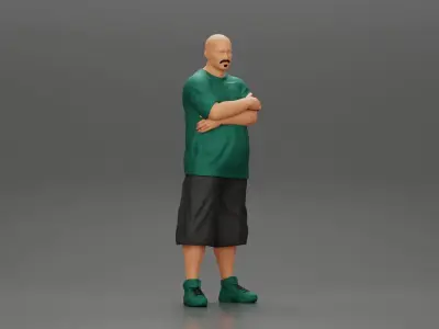 Fat Gangster standing and folding one s arms 3D print model