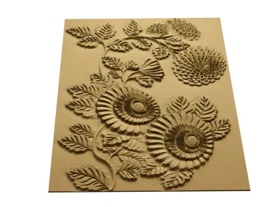 modern panel wall decor set relief stl mural CNC 293 3D model