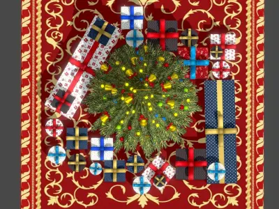Christmas Tree Gifts Low-poly 3D model