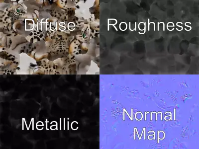 Elusive Snow Leopard Sculpture model pack Low-poly 3D model