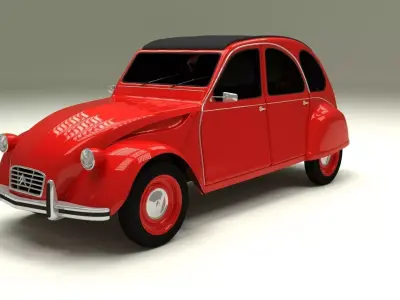 Citroen 2CV Low-poly 3D model