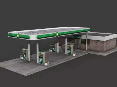 Gas Station Low-poly 3D model