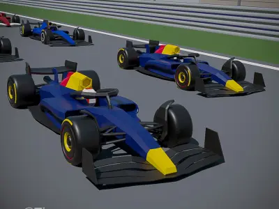 F1 car low poly 3D model by Tincoco