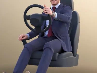 Robb 10953 - Business Man Driving A Car 3D model