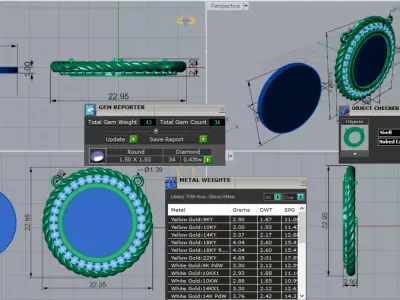 Classic Gold Pendant with Coral Stone and Diamonds Model jp0303 3D print model