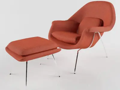 chair womb and ottoman Free 3D print model