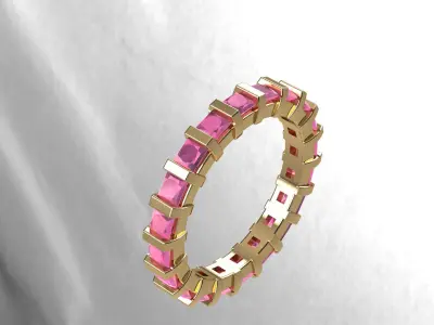 Anello con pietre quadro  3D print model