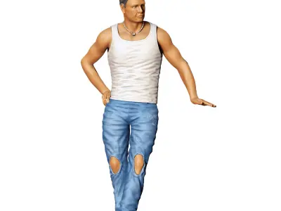 N6 a man leaning on a car 3D print model