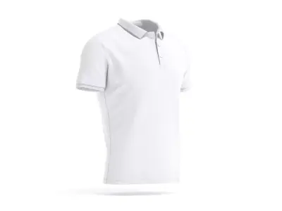 White Mens Polo Shirt - sport male tshirt with collar 3D model