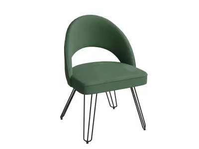 Velvet Retro Side Chair In Black Low-poly 3D model