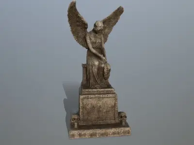 statue 3 of woman with wings Low-poly 3D model