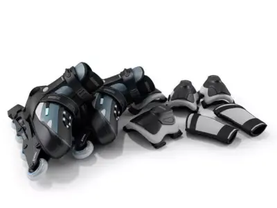In Line Skates And Protecctive Gear 3D model