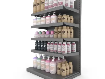 cosmetic product market stand 07 Low-poly 3D model