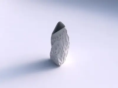 Vase twist tipped triangle with crystal dents 3D print model