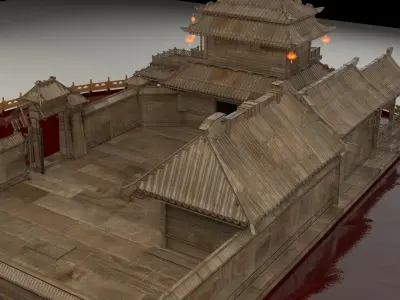 Chinese wooden house  3D model