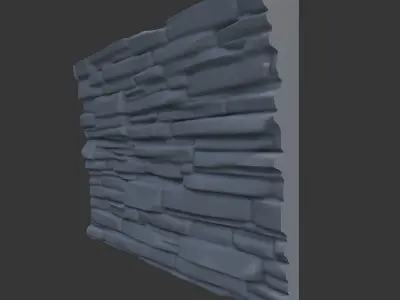 Eroded Ruined Wall Section 3D model