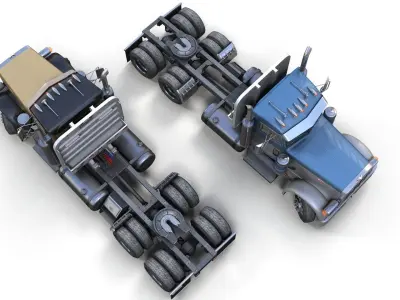 Peterbilt 379 daycab semitruck Low-poly 3D model